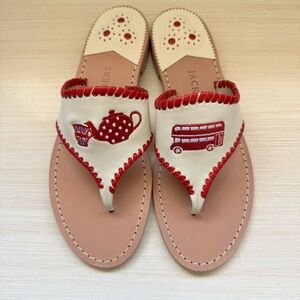 Jack Rogers size 9.5 Red and White Embroidered Sandals NWOB